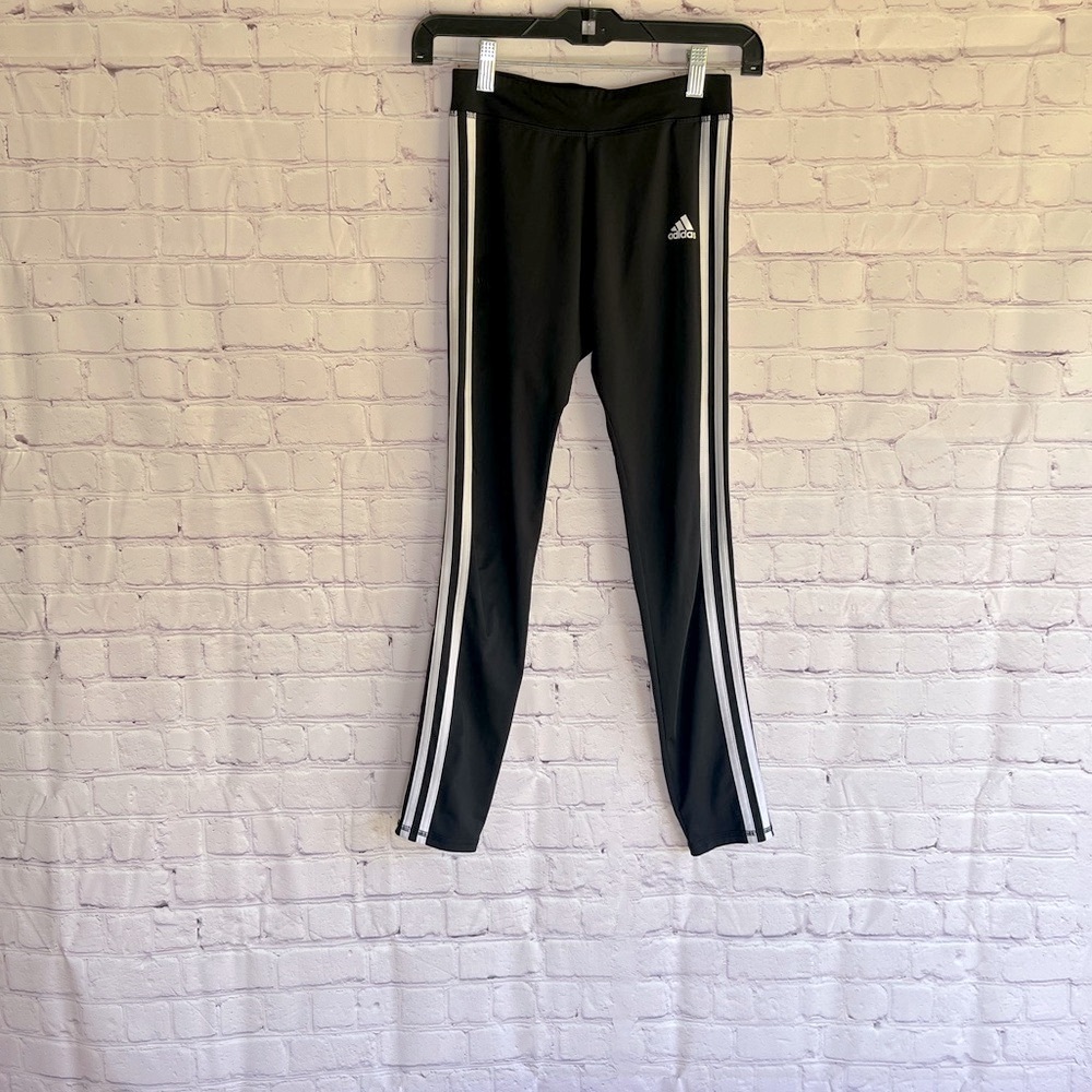 Adidas Kids Black Leggings with White Stripes Youth Girls‎ Size 14